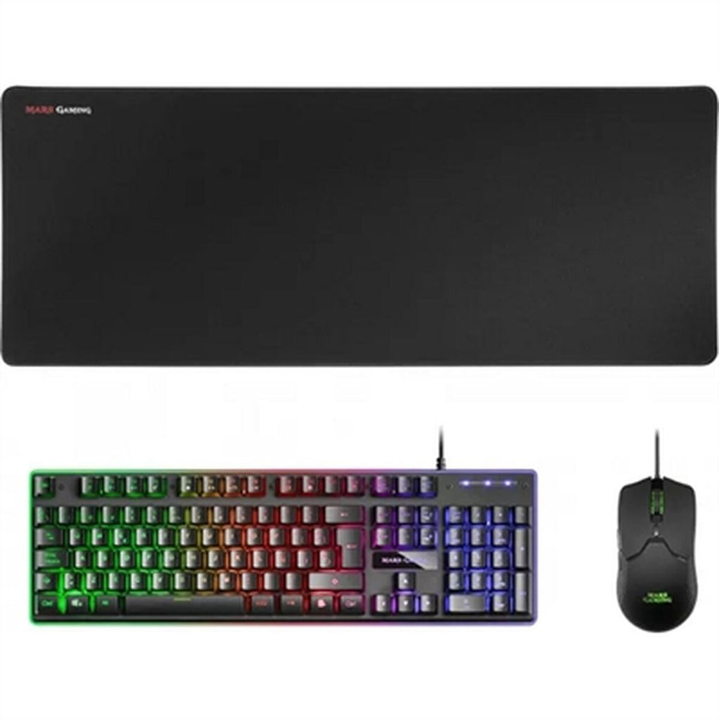 Keyboard with Gaming Mouse Mars Gaming MCPXBES Black Spanish Qwerty