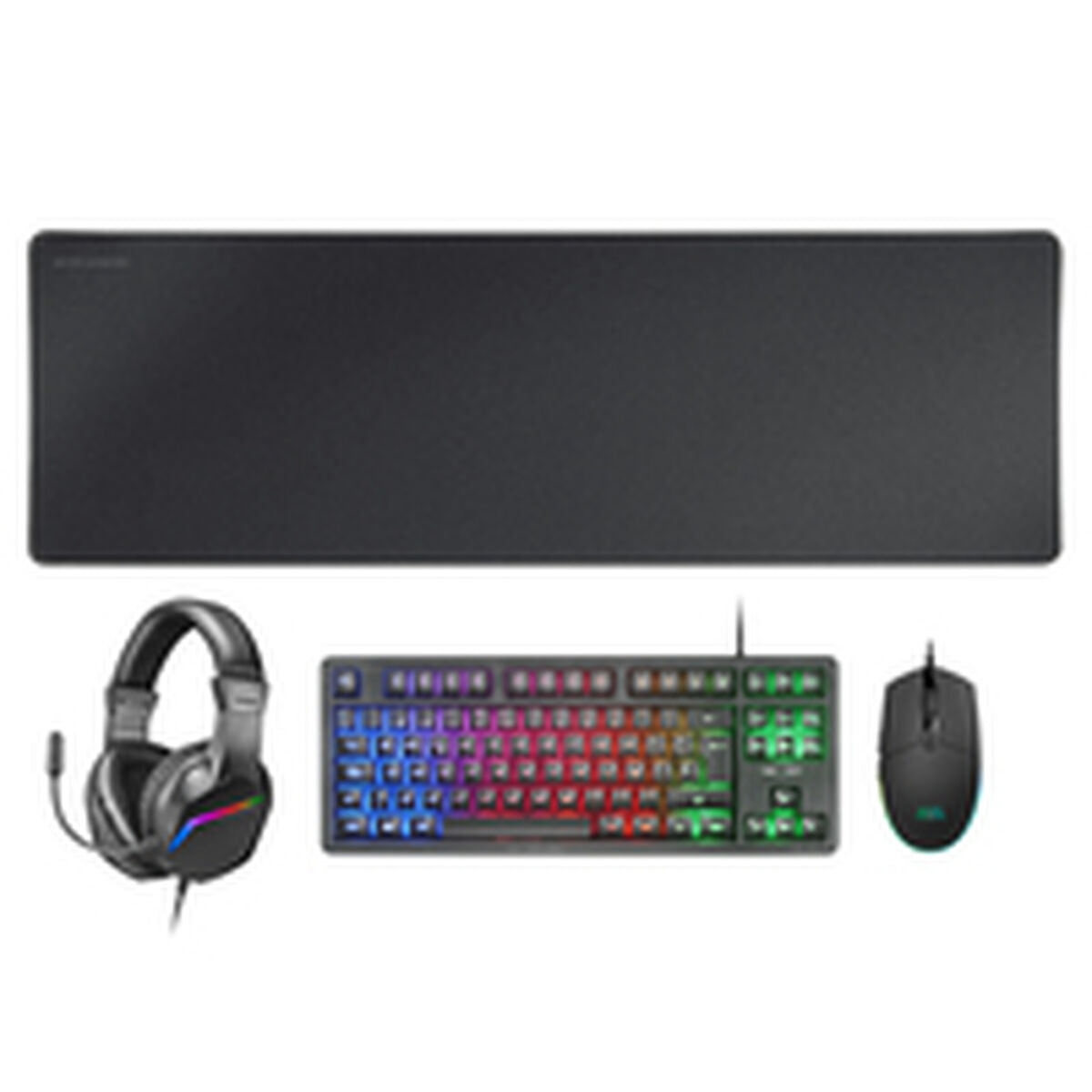 Keyboard and Mouse Mars Gaming MCPRGB3ES Black Multicolour Spanish Qwerty (4 Units)