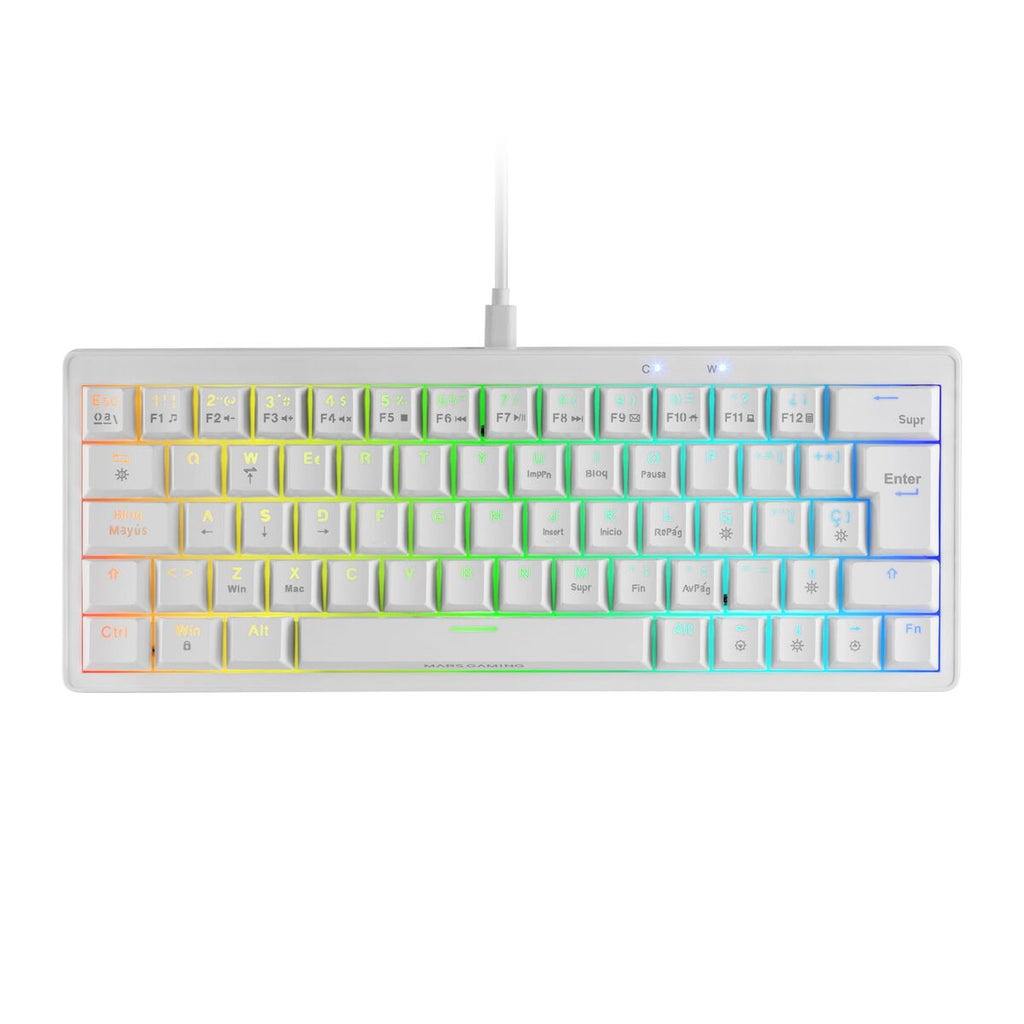 Gaming Keyboard Mars Gaming MKMINIPROWBES Qwerty US White