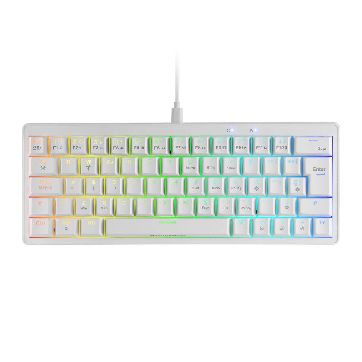 Gaming Keyboard Mars Gaming MKMINIPROWBES Qwerty US White