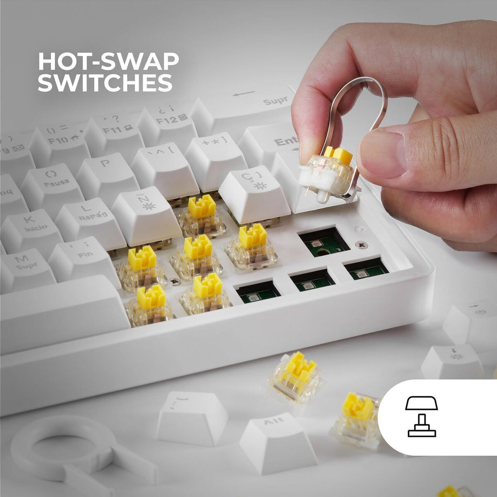 Gaming Keyboard Mars Gaming MKMINIPROWBES Qwerty US White