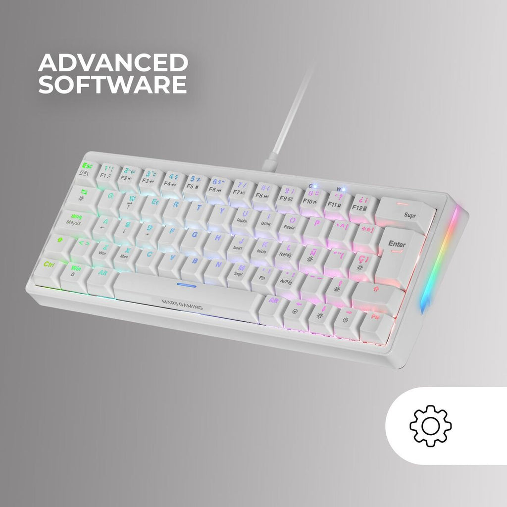 Gaming Keyboard Mars Gaming MKMINIPROWBES Qwerty US White