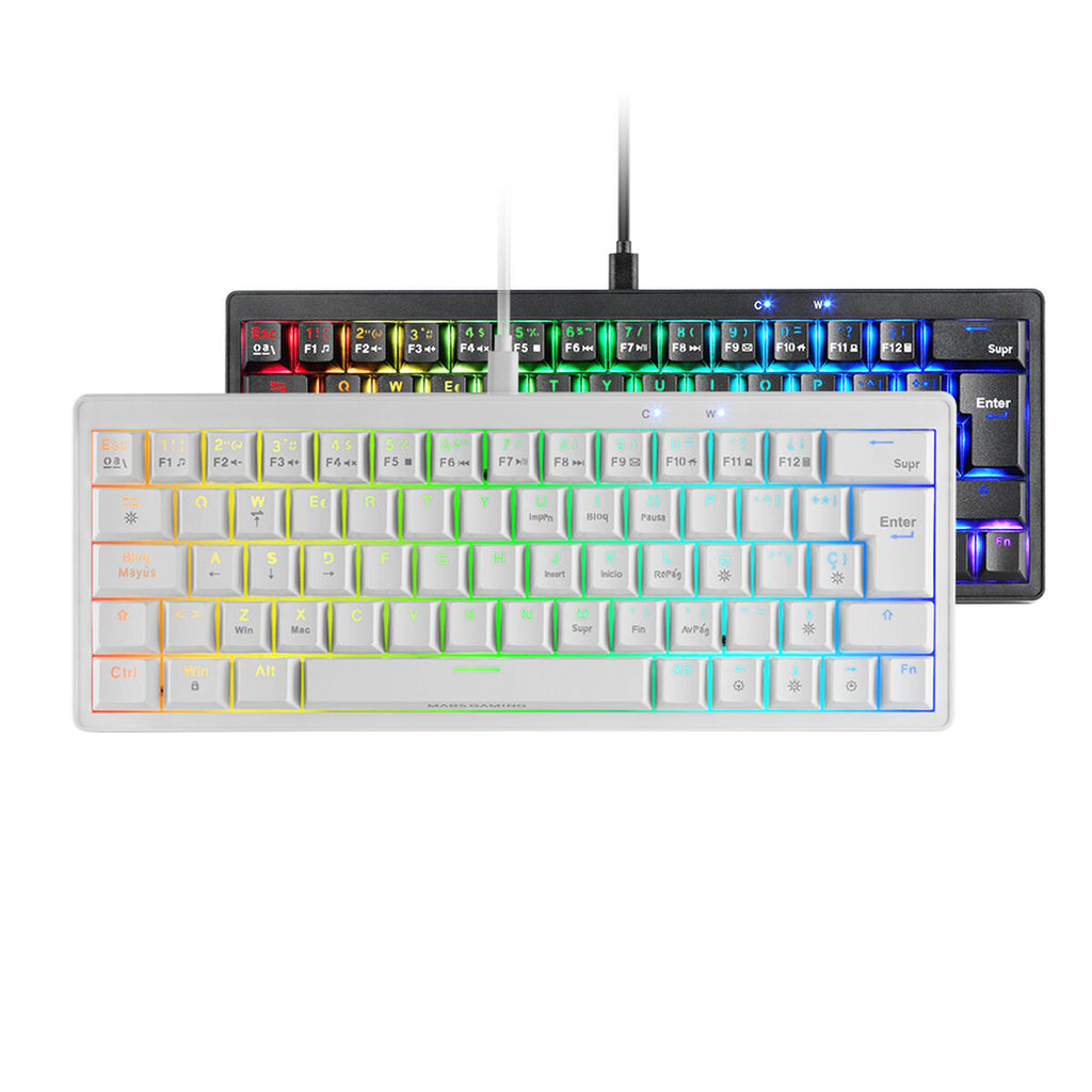 Gaming Keyboard Mars Gaming MKMINIPROWBES Qwerty US White