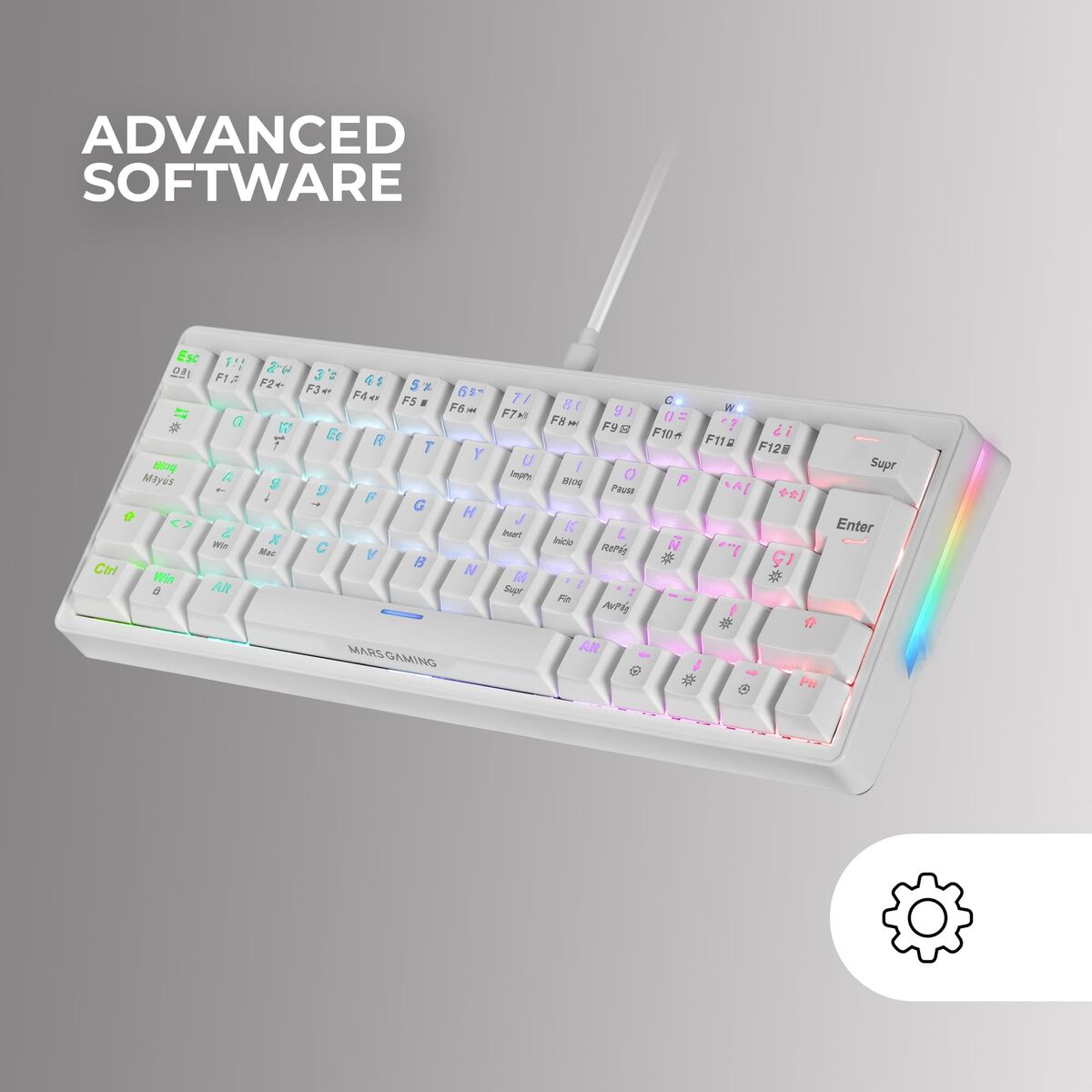 Gaming Keyboard Mars Gaming MKMINIPROWBES Qwerty US White