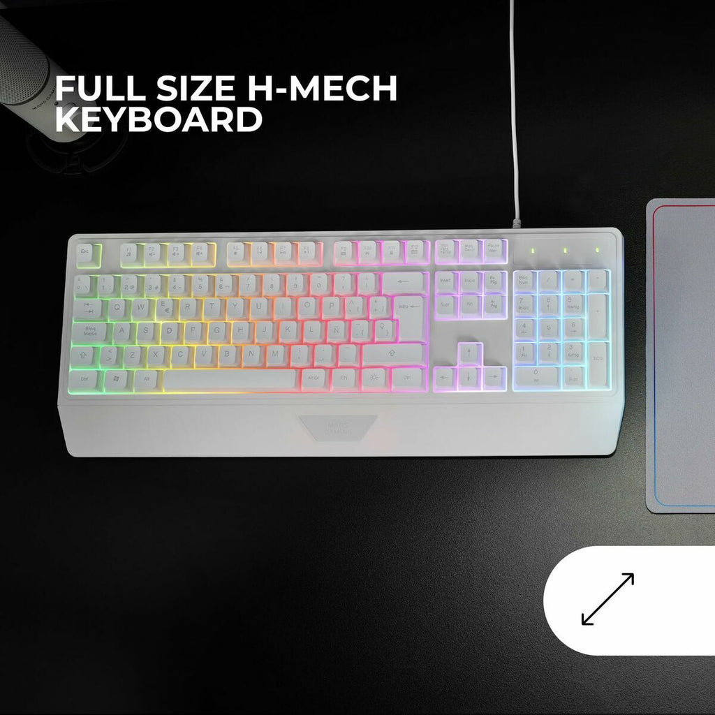 Gaming Mouse Mars Gaming MK124WES White Spanish Qwerty