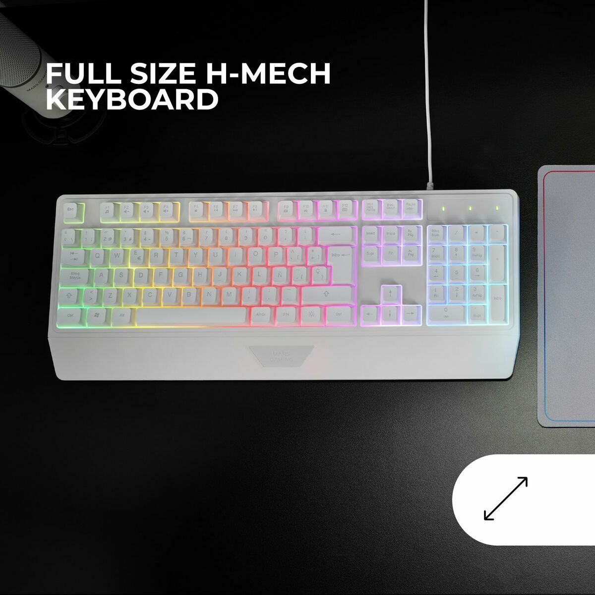 Gaming Mouse Mars Gaming MK124WES White Spanish Qwerty