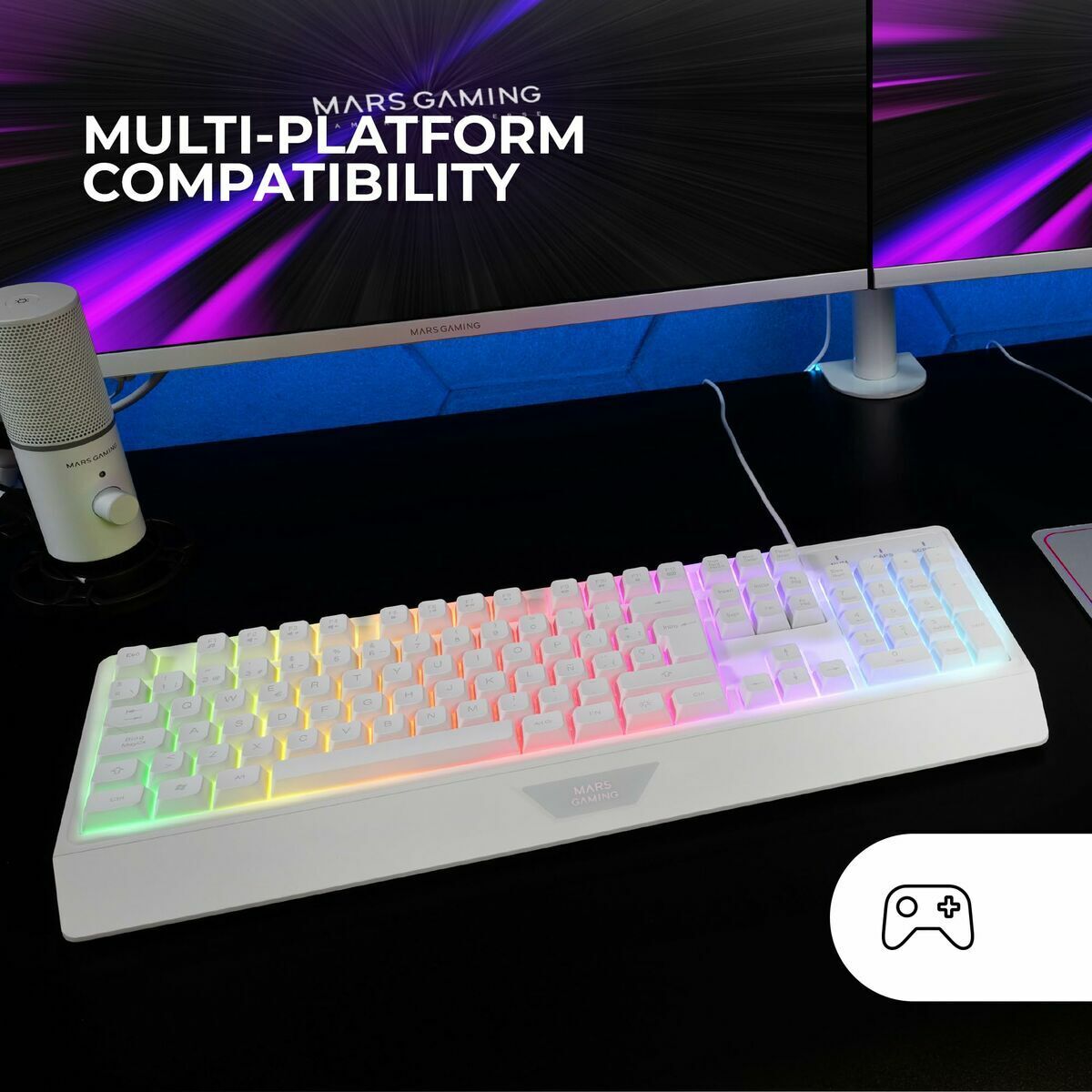 Gaming Mouse Mars Gaming MK124WES White Spanish Qwerty