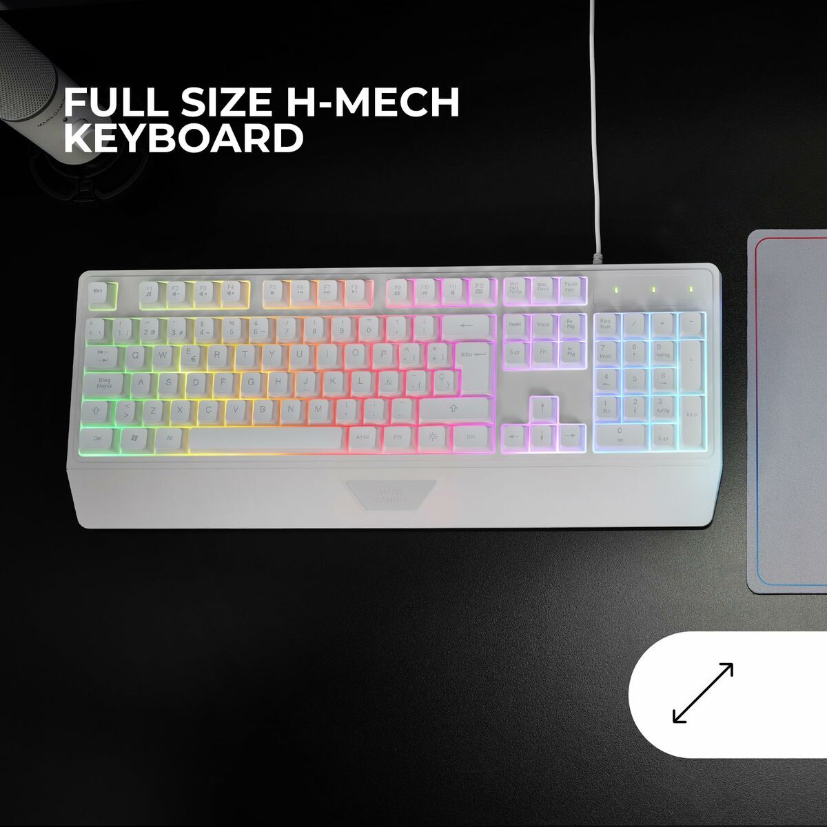 Gaming Mouse Mars Gaming MK124WES White Spanish Qwerty