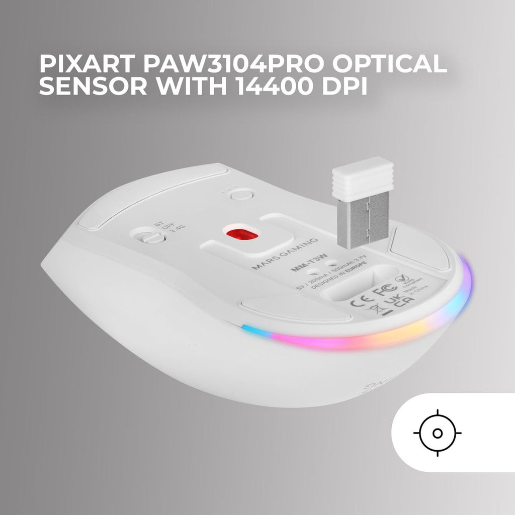 Mouse Mars Gaming MMT3W White Black