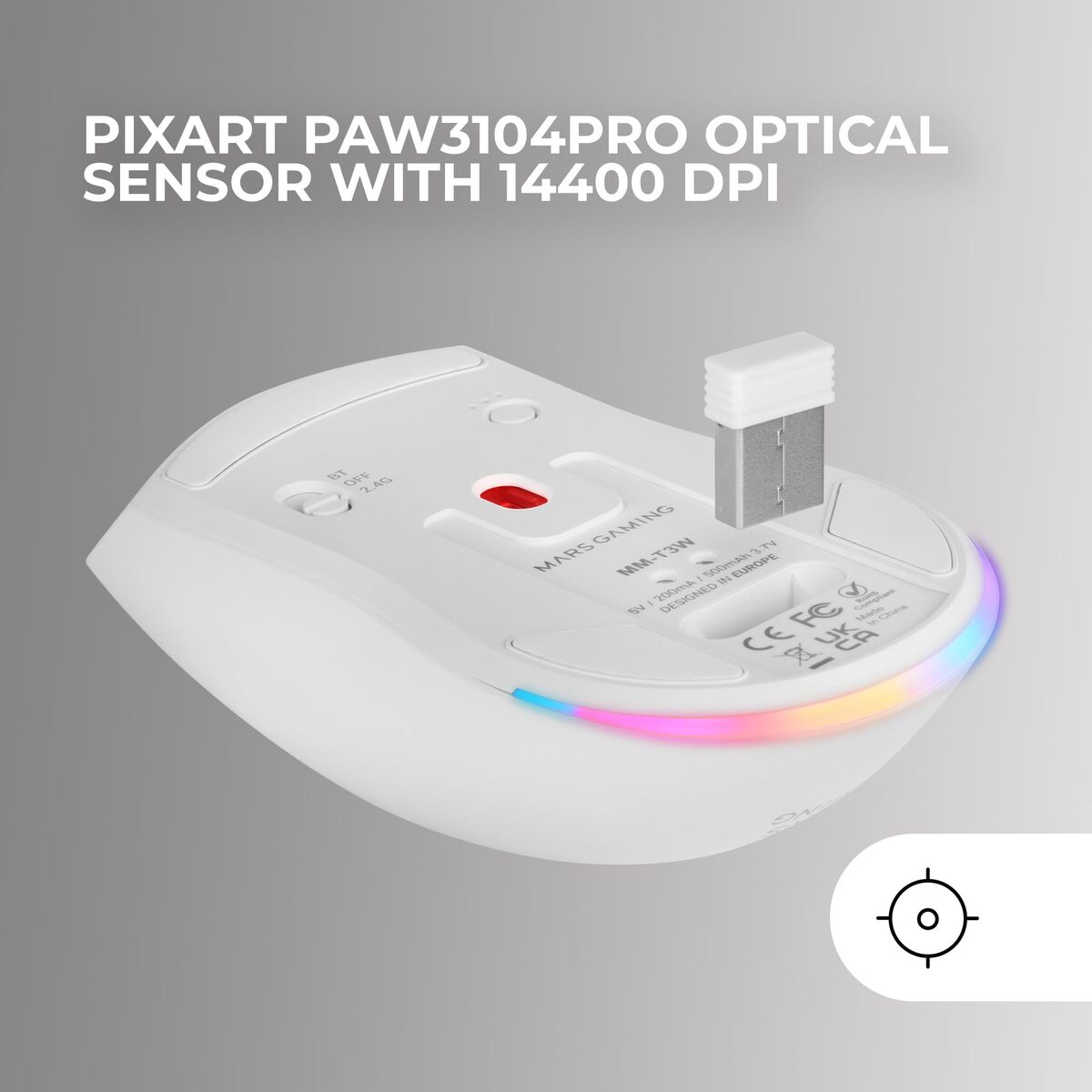 Mouse Mars Gaming MMT3W White Black